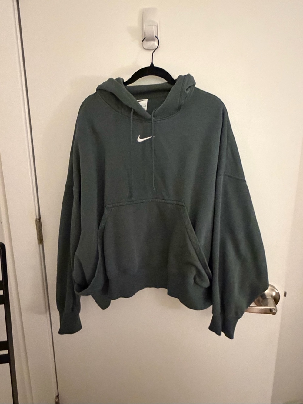 Nike Dark Green Pullover Hoodie with White Swoosh